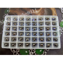 Jet Black 7*12mm Drop Shape Loose Glass Stones for Garment Ornanment